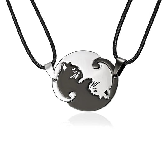 Couples Yin Yang Cat Pendant Necklace